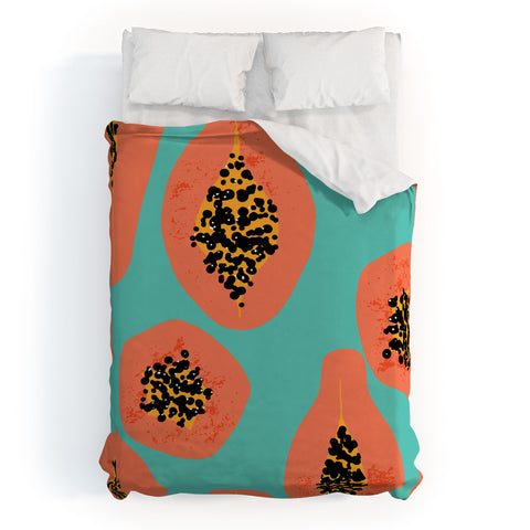 Erika Stallworth Papaya Sky Tropical Fruit Duvet Cover