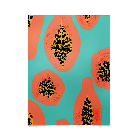 Erika Stallworth Papaya Sky Tropical Fruit Poster