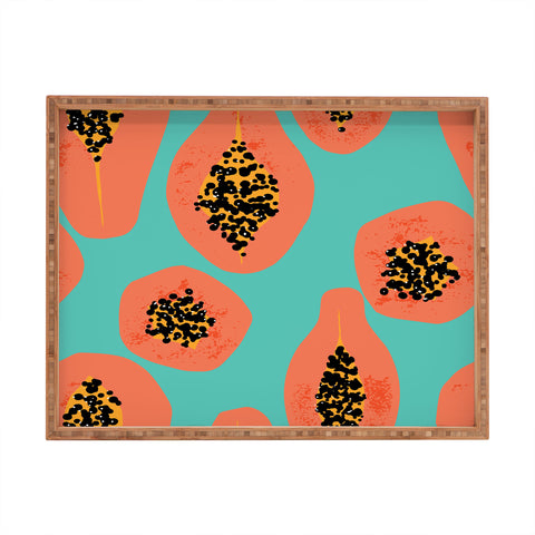 Erika Stallworth Papaya Sky Tropical Fruit Rectangular Tray