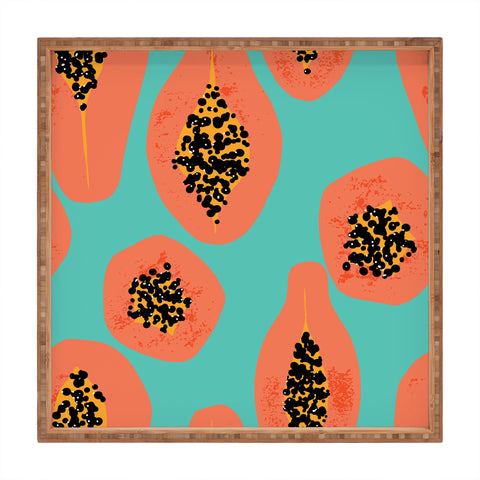 Erika Stallworth Papaya Sky Tropical Fruit Square Tray