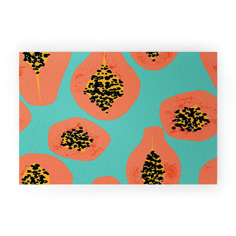 Erika Stallworth Papaya Sky Tropical Fruit Welcome Mat