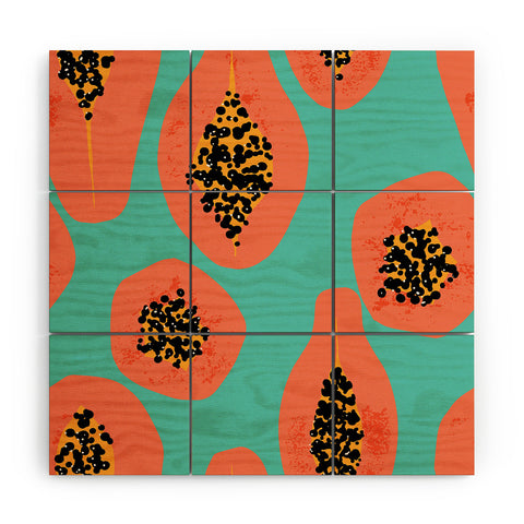 Erika Stallworth Papaya Sky Tropical Fruit Wood Wall Mural