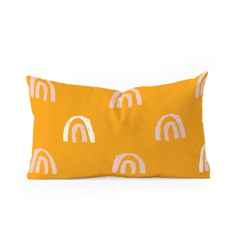 Erika Stallworth Pink Mango Rainbow Pattern Oblong Throw Pillow