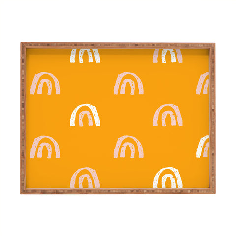 Erika Stallworth Pink Mango Rainbow Pattern Rectangular Tray