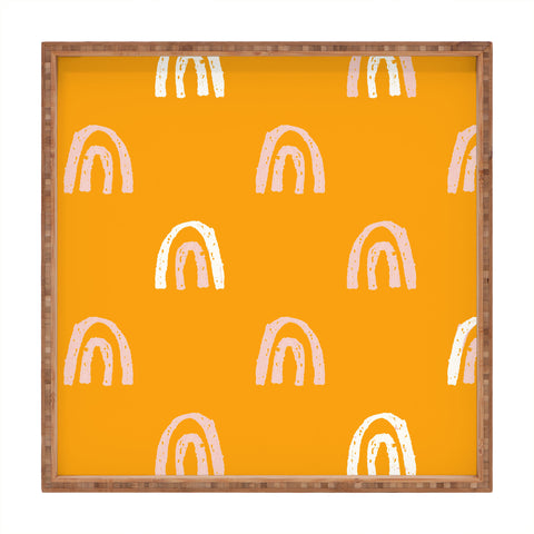 Erika Stallworth Pink Mango Rainbow Pattern Square Tray