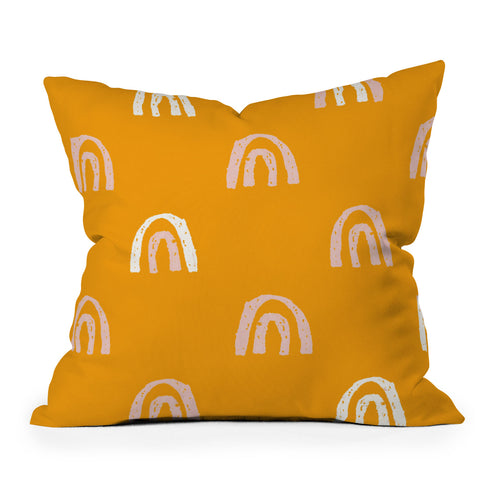 Erika Stallworth Pink Mango Rainbow Pattern Throw Pillow