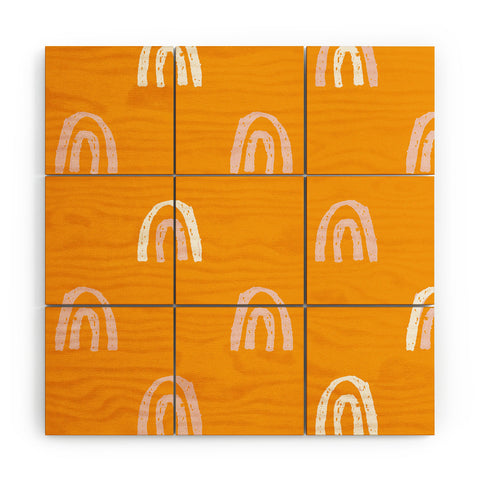 Erika Stallworth Pink Mango Rainbow Pattern Wood Wall Mural