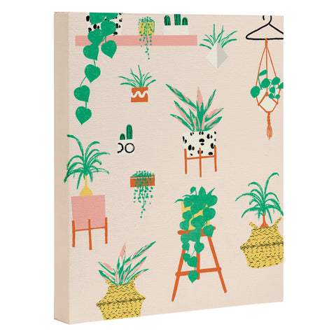 Erika Stallworth Plant Lady Scandinavian Apartment Peach Art Canvas