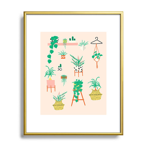 Erika Stallworth Plant Lady Scandinavian Apartment Peach Metal Framed Art Print