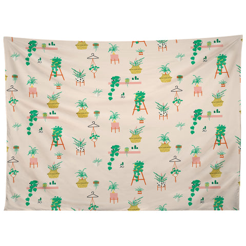 Erika Stallworth Plant Lady Scandinavian Apartment Peach Tapestry