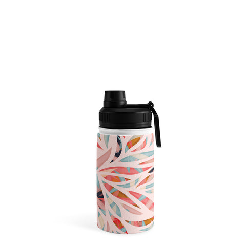 evamatise Abstract Boho Bamboo Leaves Colorful Tribal Pattern Water Bottle