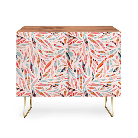 evamatise Abstract Boho Bamboo Leaves Colorful Tribal Pattern Credenza