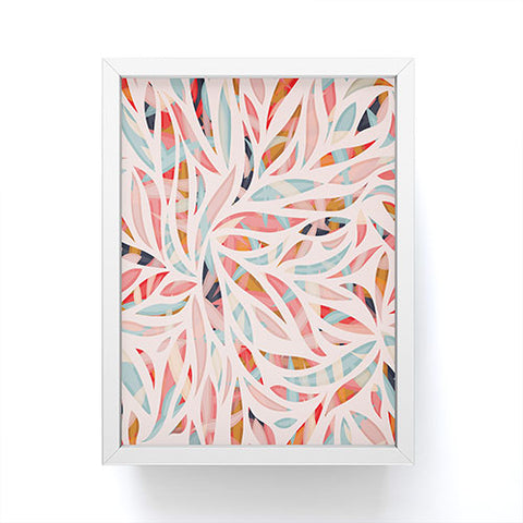 evamatise Abstract Boho Bamboo Leaves Colorful Tribal Pattern Framed Mini Art Print