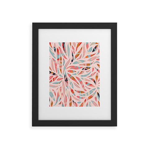 evamatise Abstract Boho Bamboo Leaves Colorful Tribal Pattern Framed Art Print