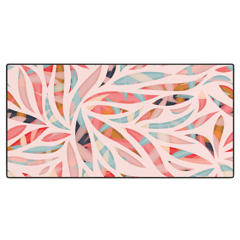 evamatise Abstract Boho Bamboo Leaves Colorful Tribal Pattern Desk Mat