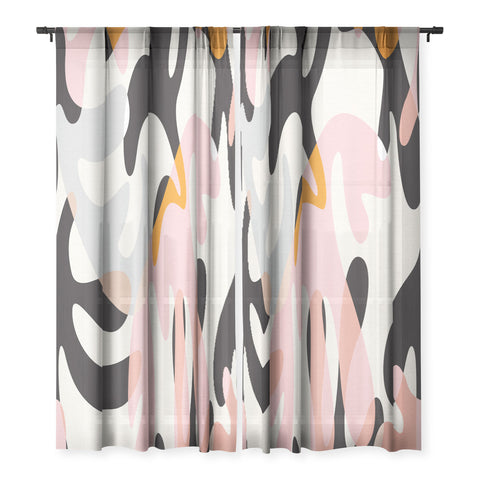 evamatise Abstract Modern Shapes Mid Century Sheer Non Repeat