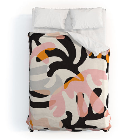 evamatise Abstract Modern Shapes Mid Century Duvet Cover