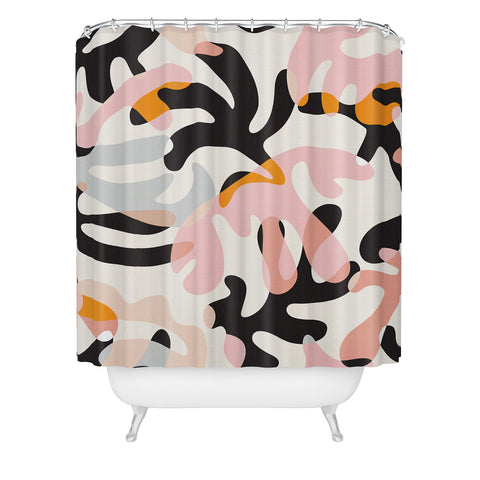 evamatise Abstract Modern Shapes Mid Century Shower Curtain