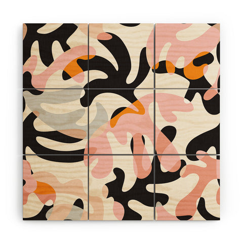 evamatise Abstract Modern Shapes Mid Century Wood Wall Mural