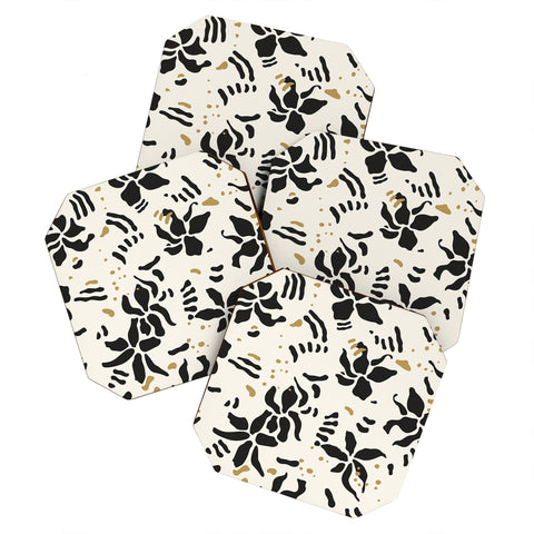 evamatise Abstract Spider Orchids Coaster Set