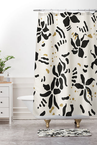 evamatise Abstract Spider Orchids Shower Curtain And Mat