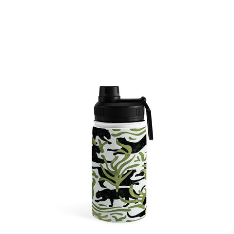 evamatise Abstract Wild Cats and Plants Water Bottle