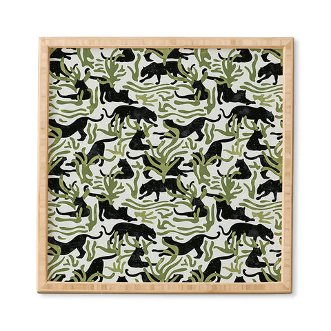 evamatise Abstract Wild Cats and Plants Framed Wall Art