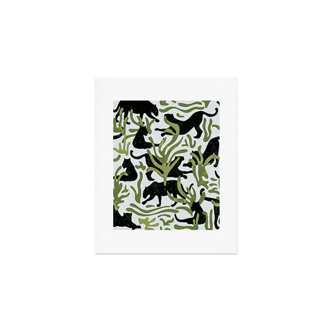 evamatise Abstract Wild Cats and Plants Art Print