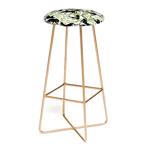 evamatise Abstract Wild Cats and Plants Bar Stool