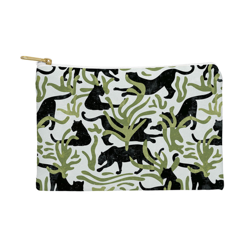 evamatise Abstract Wild Cats and Plants Pouch