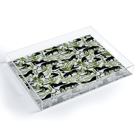 evamatise Abstract Wild Cats and Plants Acrylic Tray