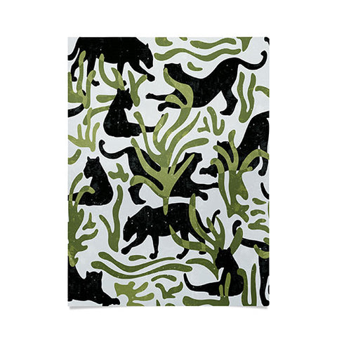 evamatise Abstract Wild Cats and Plants Poster