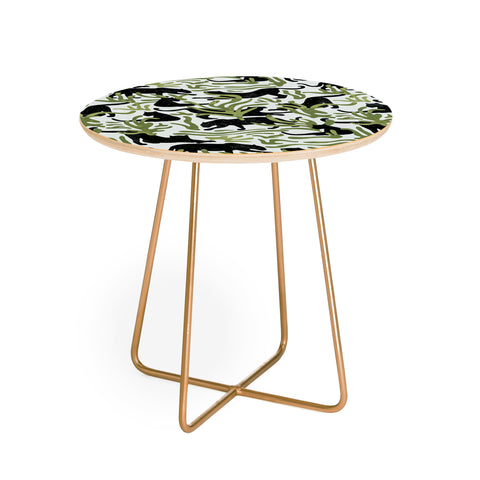 evamatise Abstract Wild Cats and Plants Round Side Table