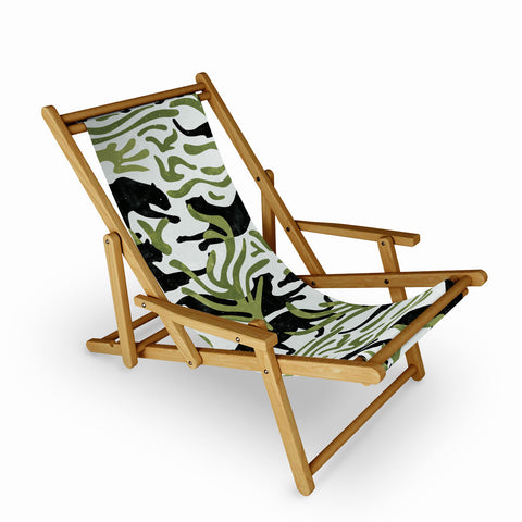 evamatise Abstract Wild Cats and Plants Sling Chair