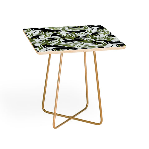 evamatise Abstract Wild Cats and Plants Side Table