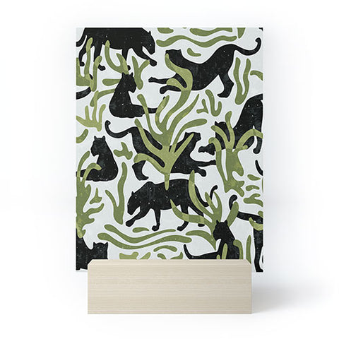 evamatise Abstract Wild Cats and Plants Mini Art Print
