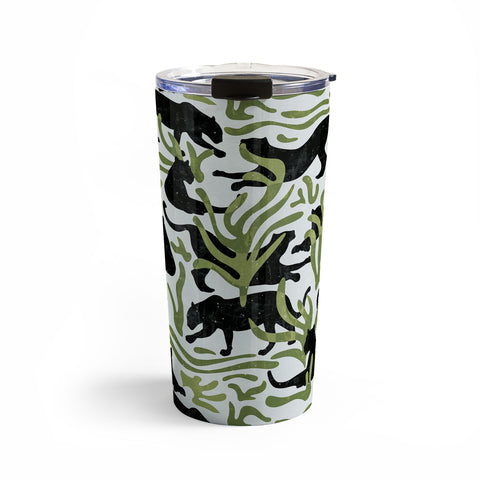 evamatise Abstract Wild Cats and Plants Travel Mug