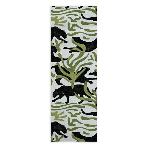 evamatise Abstract Wild Cats and Plants Yoga Towel