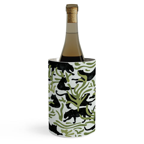 evamatise Abstract Wild Cats and Plants Wine Chiller