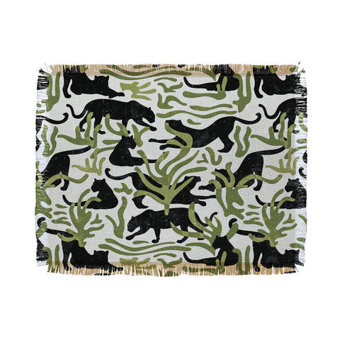 evamatise Abstract Wild Cats and Plants Throw Blanket