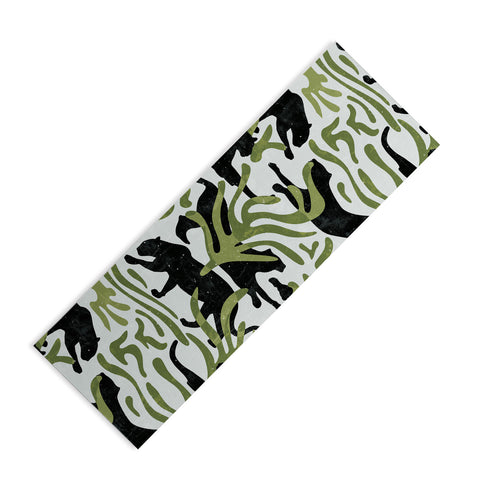evamatise Abstract Wild Cats and Plants Yoga Mat