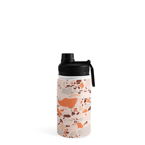 evamatise Autumn Terrazzo Pumpkin Colors and Abstract Shapes Water Bottle