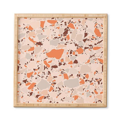 evamatise Autumn Terrazzo Pumpkin Colors and Abstract Shapes Framed Wall Art