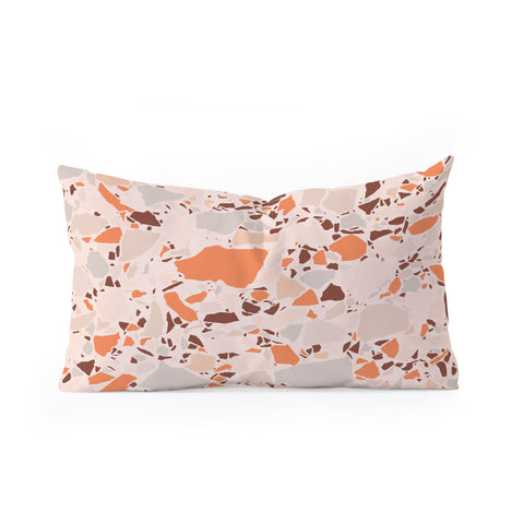 evamatise Autumn Terrazzo Pumpkin Colors and Abstract Shapes Oblong Throw Pillow
