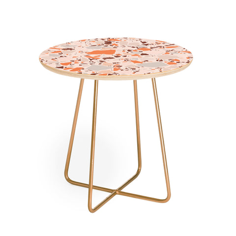 evamatise Autumn Terrazzo Pumpkin Colors and Abstract Shapes Round Side Table
