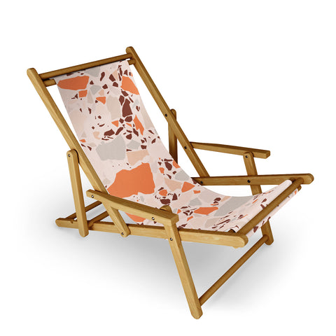 evamatise Autumn Terrazzo Pumpkin Colors and Abstract Shapes Sling Chair