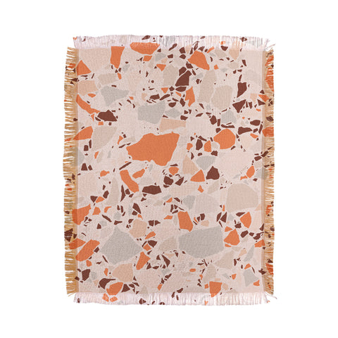 evamatise Autumn Terrazzo Pumpkin Colors and Abstract Shapes Throw Blanket