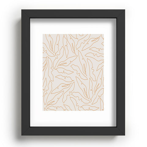 evamatise Banana Leaves Line Art Neutral Recessed Framing Rectangle