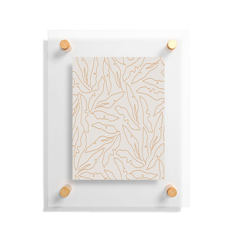 evamatise Banana Leaves Line Art Neutral Floating Acrylic Print