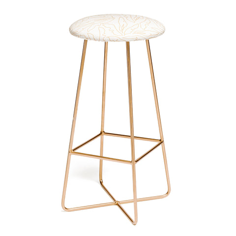 evamatise Banana Leaves Line Art Neutral Bar Stool